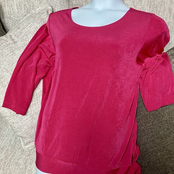 NWT‎ Hot Pink Chicos Travelers Shirt GABY Size 3 Large XL 3/4 Sleeve Raspberry - Picture 7 of 8